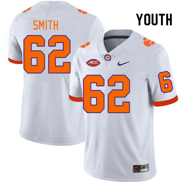 Youth #62 Bryce Smith Clemson Tigers College Football Jerseys Stitched Sale-White